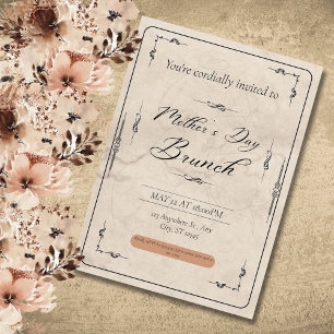 Invitation Fête des mères vintage, célébration de maman, une