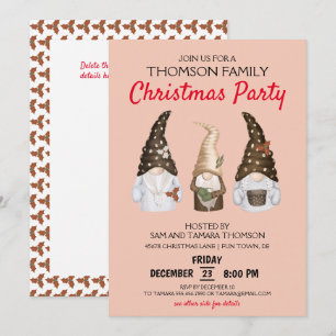 Invitation Fête des Nains Modernes Pêche de Fête de Noël