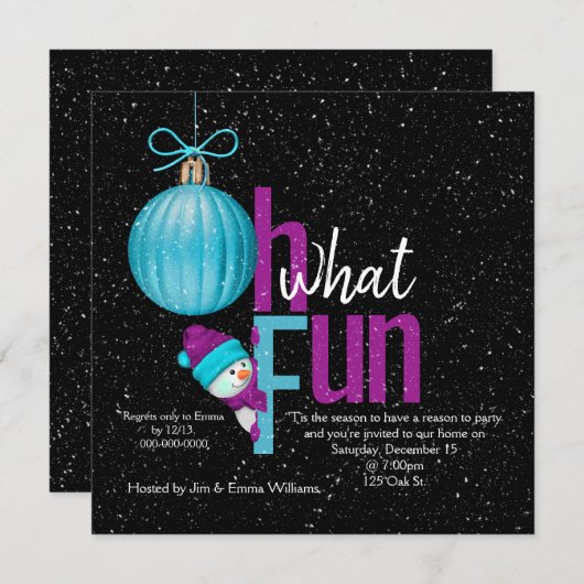 Invitation Fête des neiges de Noël (Devant / Derrière)