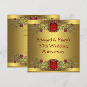 Invitation Fête des Noces de Or 50e Anniversaire de Mariage F (Devant / Derrière)