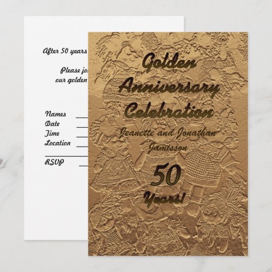 Invitation Fête des Noces d'Or 50e Anniversaire de Mariage (Devant / Derrière)