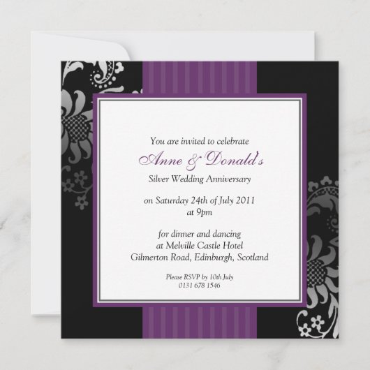 Invitation Fête des noires et des mauves Damas (Devant)