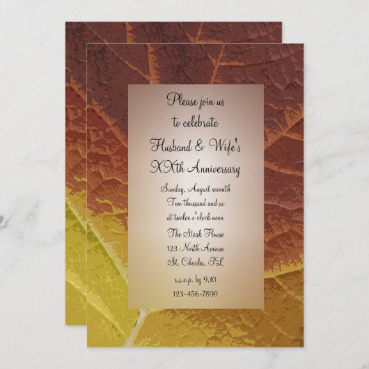 Invitation Fête des nuances de la feuille d'automne Mariage A (Devant / Derrière)
