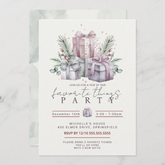 Invitation Fête des Objets Préférés  (Devant / Derrière)