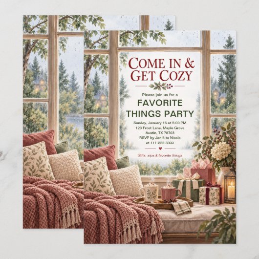 Invitation Fête des Objets Préférés Cozy Rassemblement d'Hive (Devant / Derrière)