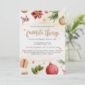 Invitation Fête des objets préférés de couleur d'aquarelle ne (Debout devant)