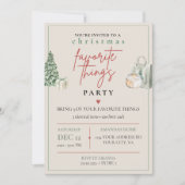 Invitation Fête des Objets Préférés de Noël Aquarelle (Devant)