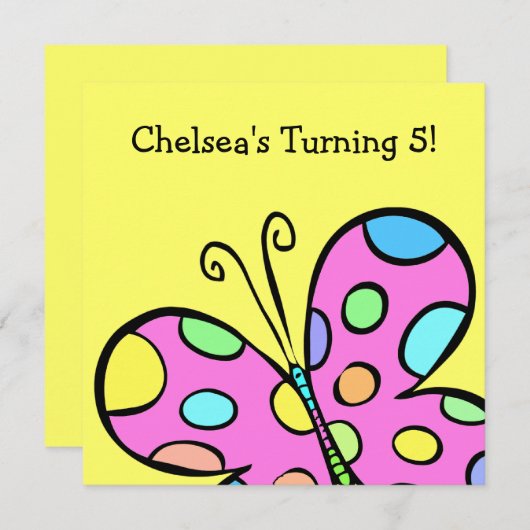 Invitation Fête des papillons (Devant / Derrière)