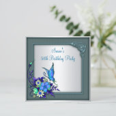 Invitation Fête des papillons Turquoise pourpre 50e anniversa (Debout devant)