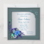 Invitation Fête des papillons Turquoise pourpre 50e anniversa (Dos)