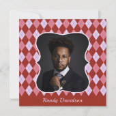 Invitation Fête des pères Ajouter Photo Red Pink Jacquard Din (Devant)