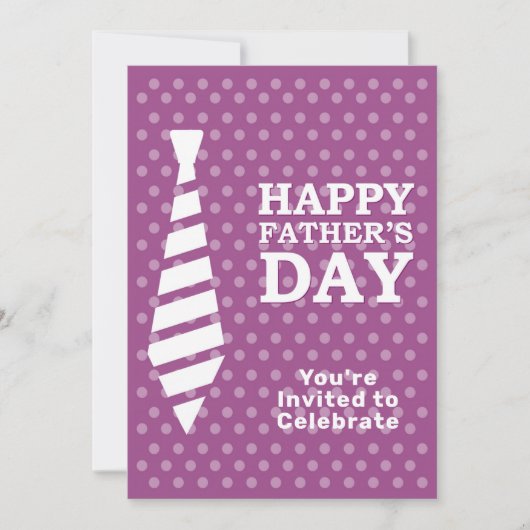 Invitation Fête des pères Blanc Cravate Pourpre Points Dîner (Devant)