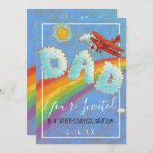 Invitation Fête des pères Brunch Plane Arc-en-ciel (Devant / Derrière)