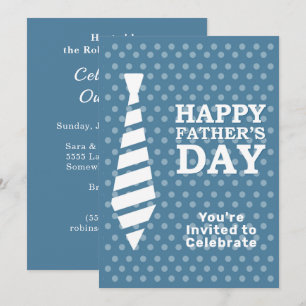 Invitation Fête des pères Cravate blanche Point bleu clair Dî