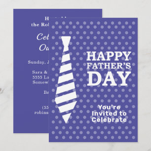 Invitation Fête des pères Cravate blanche Points Bleus Dîner