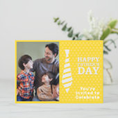 Invitation Fête des pères Cravate blanche Points jaunes Ajout (Debout devant)