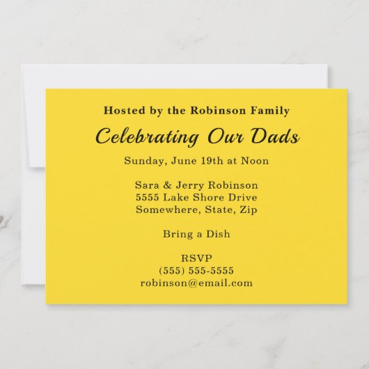 Invitation Fête des pères Cravate blanche Points jaunes Ajout (Dos)