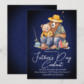 Invitation Fête des pères Cuisine Ours Pêche Pique-Nique (Devant / Derrière)