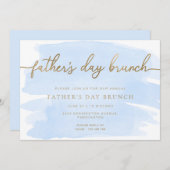Invitation Fête des pères d'aquarelle bleue Brunch (Devant / Derrière)