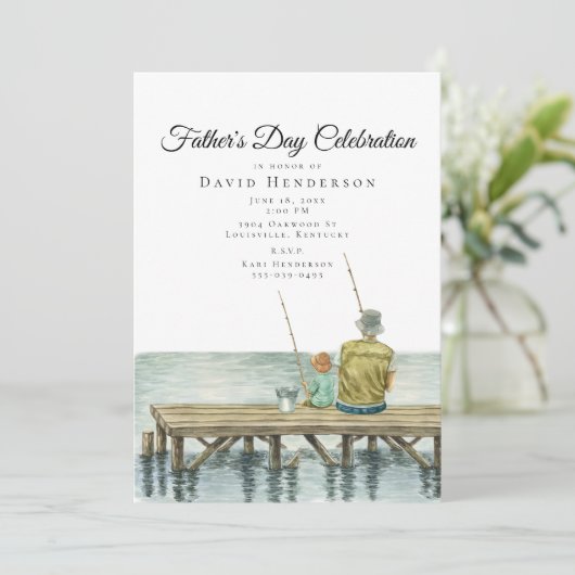 Invitation Fête des pères de pêche Buddy (Debout devant)