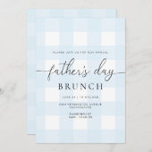 Invitation Fête des pères En vichy bleu (Devant / Derrière)