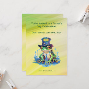 Invitation fête des pères "Hoppy" Grenouille Top Chapeau et C