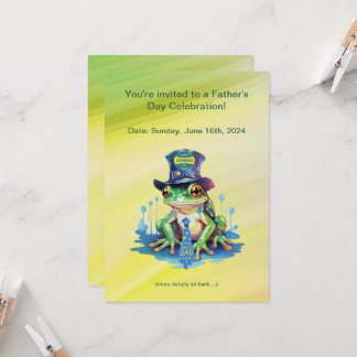 Invitation fête des pères "Hoppy" Grenouille Top Chapeau et C