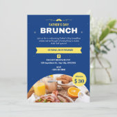 Invitation Fête des pères moderne bleue et jaune (Debout devant)