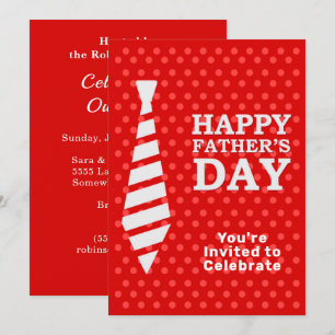 Invitation Fête des pères White Cravate Red Dots Dîner BBQ Pa