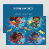 Invitation Fête des Petits Super-Héros (Devant / Derrière)