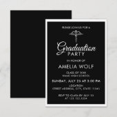 Invitation Fête des pharmaciens de l'Élégant Black Caduceus (Devant / Derrière)