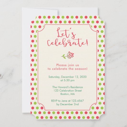 Invitation Fête des Pois rouges et verts (Devant)