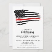 Invitation Fête Des Pompiers De La Vie Memorial Ligne Rouge (Dos)