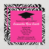 Invitation Fête des Posters de animaux de Zebra Hot Pink (Devant / Derrière)