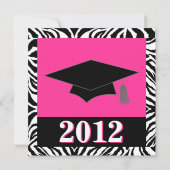 Invitation Fête des Posters de animaux de Zebra Hot Pink (Dos)