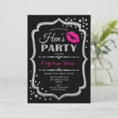 Invitation Fête des poules - Argent rose noir (Debout devant)