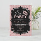 Invitation Fête des poules - Black Rose Gold (Debout devant)