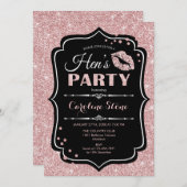 Invitation Fête des poules - Black Rose Gold (Devant / Derrière)