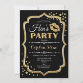 Invitation Fête des poules - Or noir (Devant)