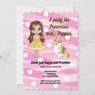 Invitation Fête des Princesses et des Chiots