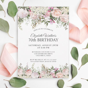 Invitation Fête des Roses Rose Feminine 70e anniversaire