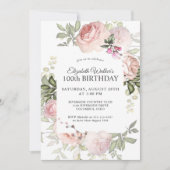 Invitation Fête des Roses Roses Roses Roses Rose 100e anniver (Devant)