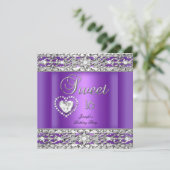 Invitation Fête des Seize Ans 16 Violet Argent Diamant (Debout devant)