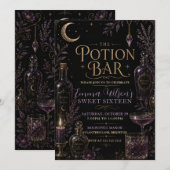 Invitation Fête des seize ans au bar de potions (Devant / Derrière)