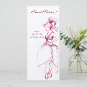 Invitation FÊTE DES SEIZE ANS, feutrine rouge rose crème (Debout devant)