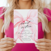 Invitation Fête des seize ans ruban rose