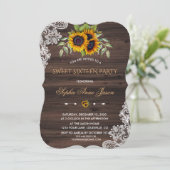 Invitation Fête des seize ans Thème Tournesols Rustiques (Debout devant)