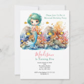 Invitation Fête des sirènes tendance Petites filles populaire (Devant)