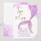 Invitation Fête des sirènes violettes Deux La Mer 2e annivers (Devant / Derrière)