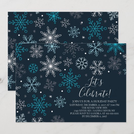 Invitation Fête des Snowflakes (Devant / Derrière)